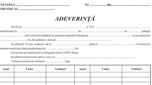 Adeverinta de salariat 2025